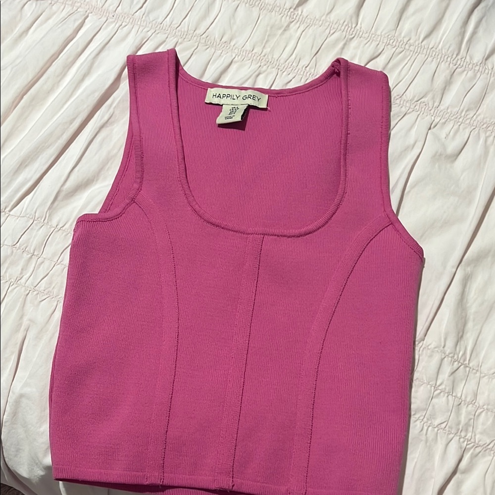 Pink Fitted Bustier Tank Top
